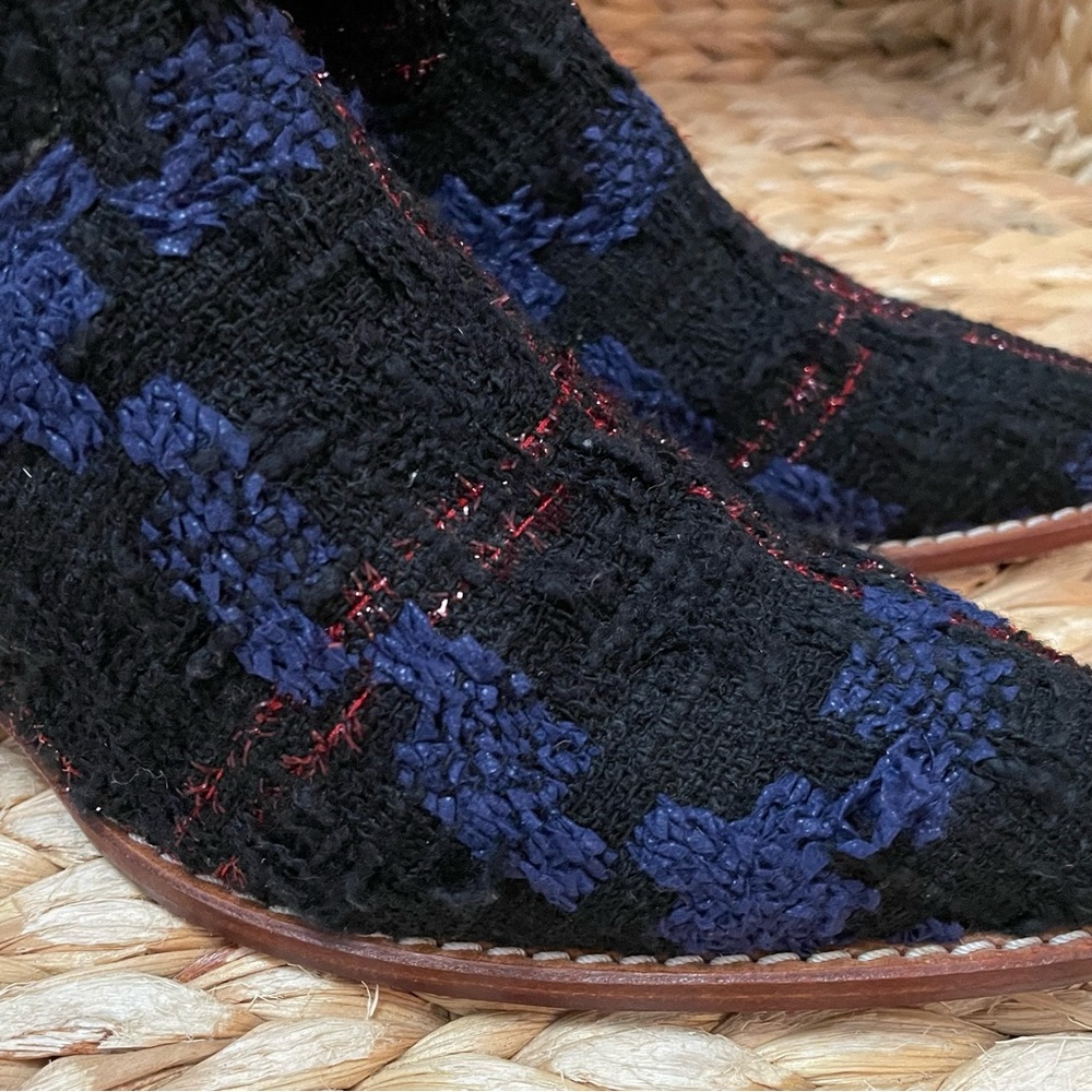 Momo Tweed Ankle Boots Patchwork Blue - Picture 7 of 12
